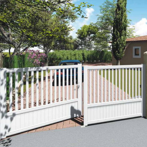 Cancello battente - ROMANCE - Sapa Building Systems - in alluminio / a lamelle / cancelletto integrato