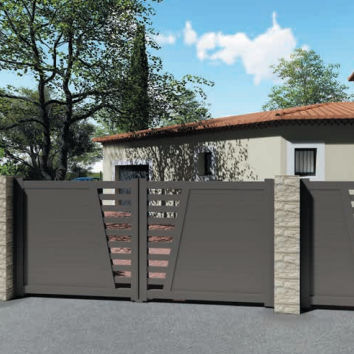 Cancello scorrevole - MOUVANCE - Sapa Building Systems - in alluminio / a lamelle / per uso residenziale