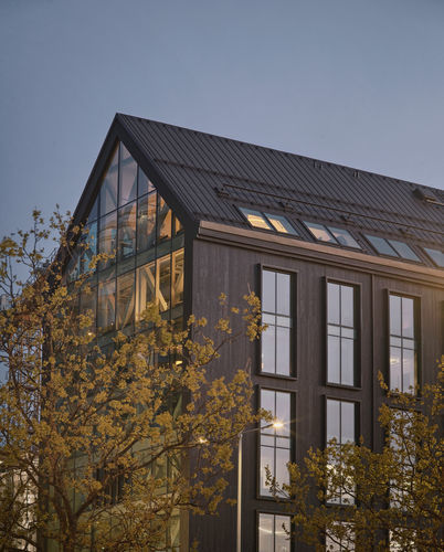 Facciata continua in pannelli prefabbricati - TIMBERWALL 50 - Reynaers Aluminium - a montanti e traversi / con telaio in alluminio / in legno
