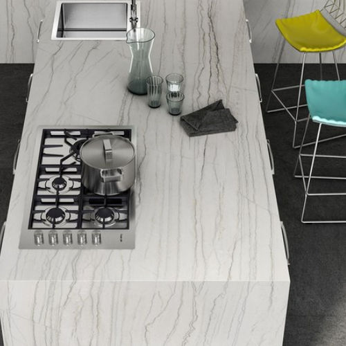 Piano di lavoro in gres porcellanato - MAXIMUS MACAUBAS - RAK Ceramics - da cucina / bianco / beige