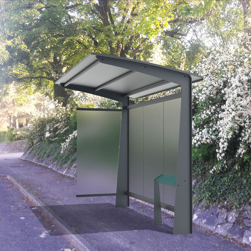Pensilina per fermata d'autobus in acciaio - TUB - POLYMOBYL - in vetro temprato