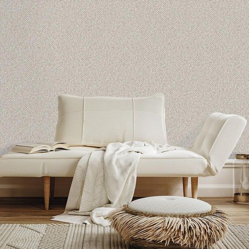 Carta da parati contemporanea - HERRINGBONE WARM - Marston & Langinger - a motivi / aspetto tessuto / bianca