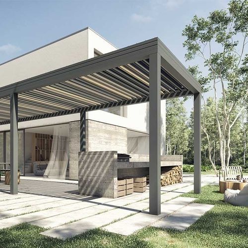 Pergola autoportante - WALLIS&OUTDOOR® - PROFILS SYTEMES - addossata / in alluminio / a lamelle orientabili