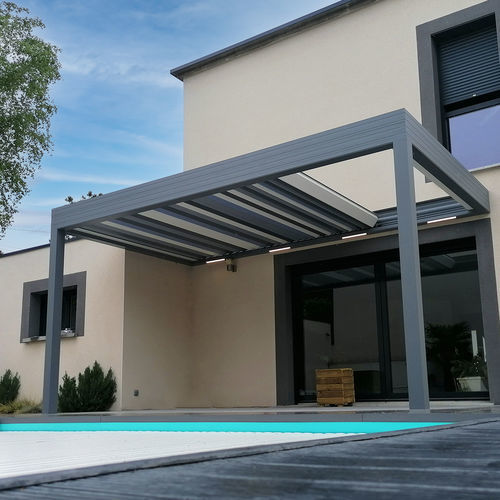 Pergola autoportante - WALLIS&OUTDOOR® - PROFILS SYTEMES - addossata / in alluminio / a lamelle orientabili