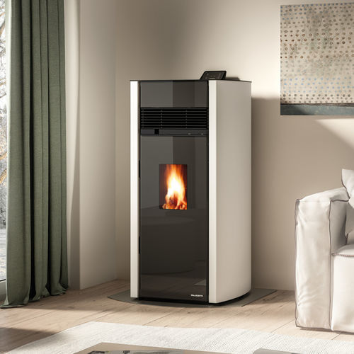 Stufa a pellet - BIANCA LUX - PALAZZETTI LELIO - 12 kW / a pavimento / contemporanea