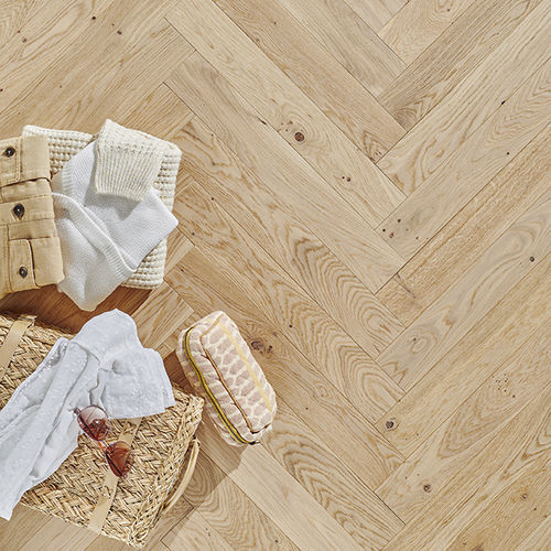 Parquet multistrato - ZENITUDE BOIS FLOTTÉ 90 - PANAGET - in quercia chiaro / a spina di pesce / spazzolato