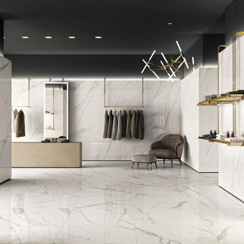 Piastrella in gres porcellanato - TRILOGY 0.3 : CALACATTA WHITE - Panaria ceramica - levigata / lucida / da interno