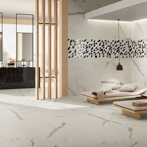 Piastrella in gres porcellanato - ETERNITY : STATUARIO WHITE - Panaria ceramica - opaca / lucida / da interno