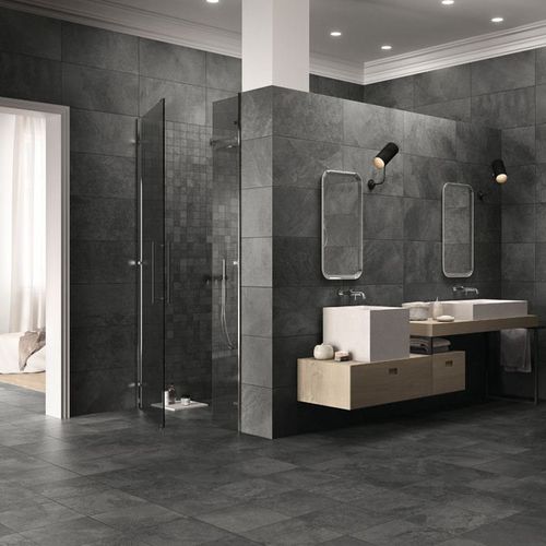 Piastrella in gres porcellanato - TRUE : SOFT BLACK - Panaria ceramica - finitura naturale / da interno / da parete