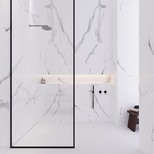 Box doccia all'italiana - BIANCO STATUARIETTO - OCCITANIE PIERRES - in ceramica / a nicchia / per uso residenziale