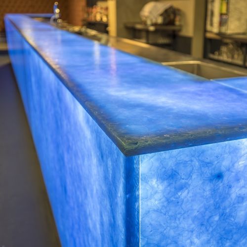 Bancone da bar - OCEAN - OCCITANIE PIERRES - in vetro / a U / luminoso