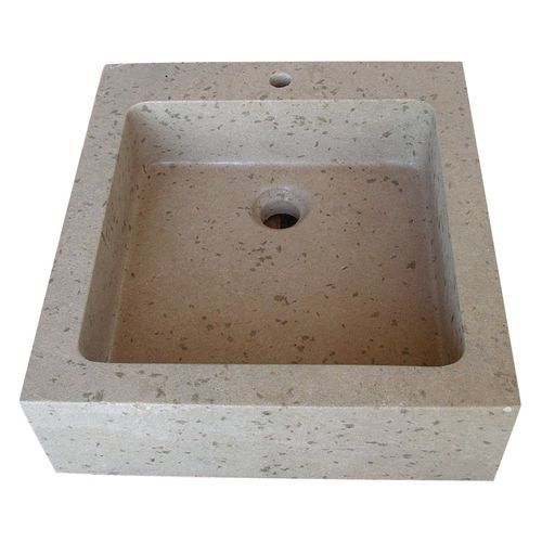 Lavabo sospeso - AUBEROCHE OCRE - OCCITANIE PIERRES - in pietra / rettangolare / 1 foro