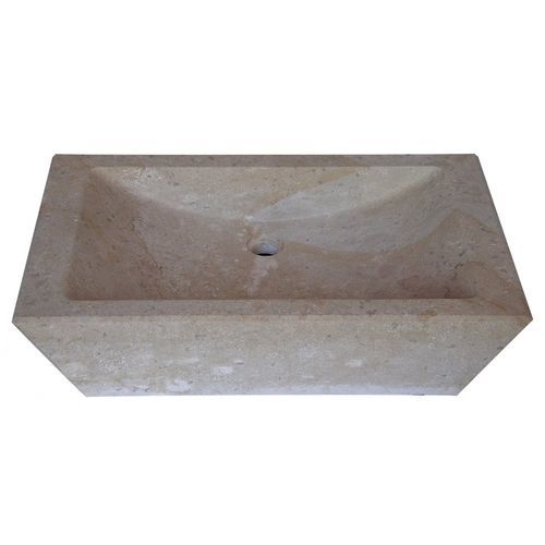 Lavabo sospeso - OCCITANIE PIERRES - in pietra naturale / rettangolare / senza foro