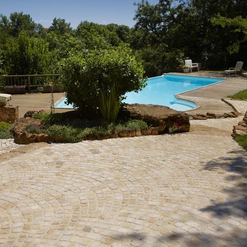 Pavé in pietra naturale - PEACOCK TAIL - OCCITANIE PIERRES - da esterno / per terrazza / da giardino