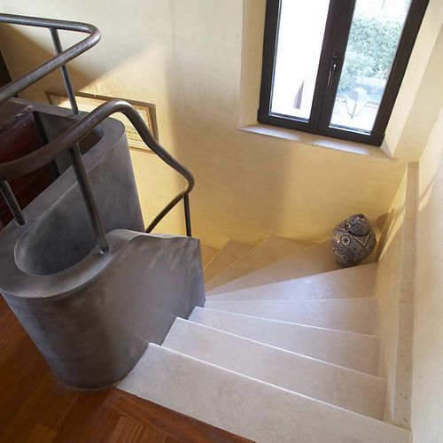 Scala a L - AUBEROCHE CENDRÉE - OCCITANIE PIERRES - con gradini in pietra / in calcestruzzo / per uso residenziale