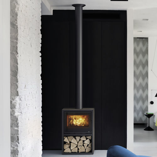 Stufa a legna - STONE CASE - MCZ - a pavimento / contemporanea / in metallo