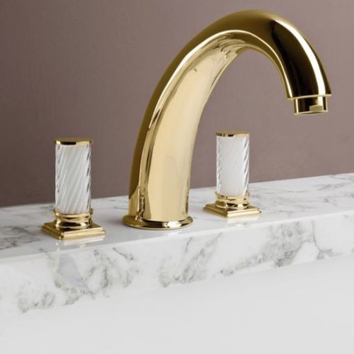 Miscelatore doppio comando per lavabo - FORTUNY 000RBFN041CR - Oasis Group srl - da appoggio / in ottone placcato oro / da bagno