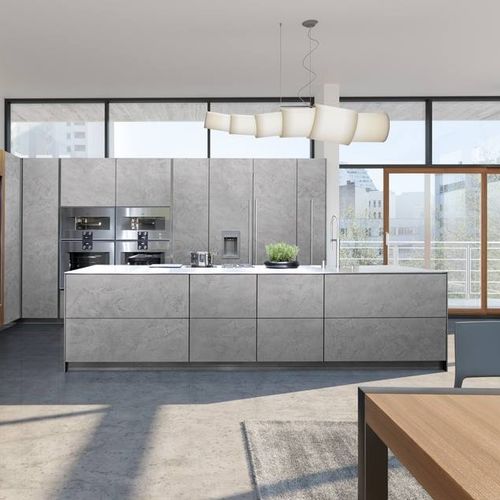 Cucina contemporanea - SPATOLA SMART - Allmilmö - impiallacciata in legno / in calcestruzzo / con isola