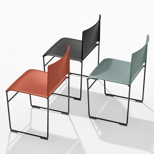 Sedia visitatore contemporanea - STACY - Arper - da interno / in tessuto / in pelle