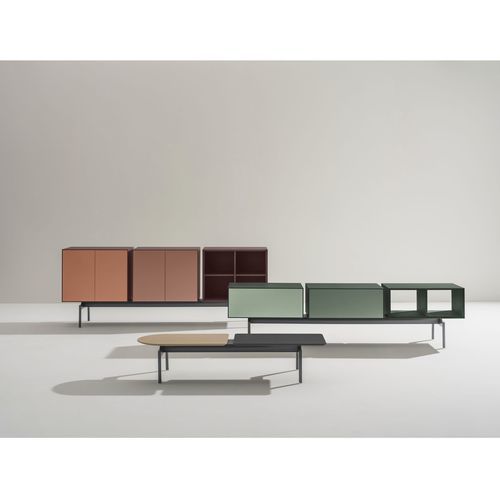 Credenza contemporanea - SEMITON - Arper - in MDF laccato / in alluminio verniciato / con ripiano