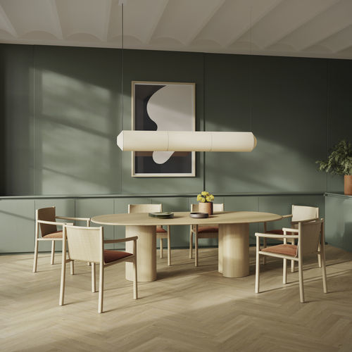 Tavolo contemporaneo - GHIA 74 - Arper - in legno / con supporto in legno / rotondo