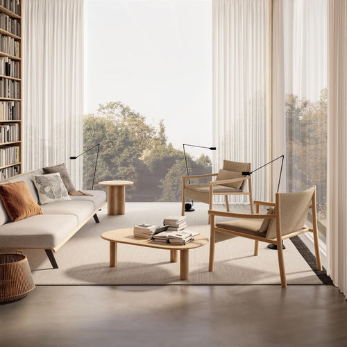 Tavolino basso contemporaneo - 7009 - Arper - in MDF / in rovere / con supporto in legno