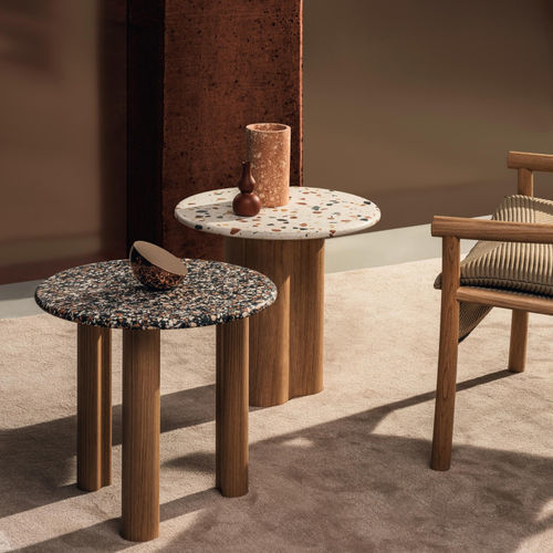Tavolino basso contemporaneo - 7013 - Arper - in MDF / in rovere / in terrazzo