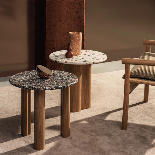 Tavolino basso contemporaneo - 7012 - Arper - in MDF / in rovere / in terrazzo