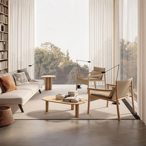 Tavolino basso contemporaneo - 7008 - Arper - in MDF / in rovere / con supporto in legno