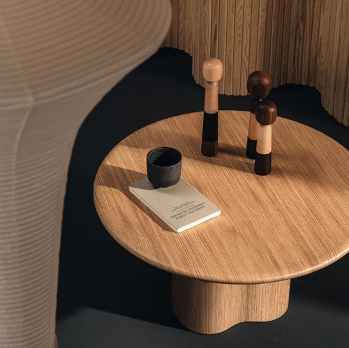 Tavolo contemporaneo - 7050 - Arper - in MDF / in rovere / con supporto in legno