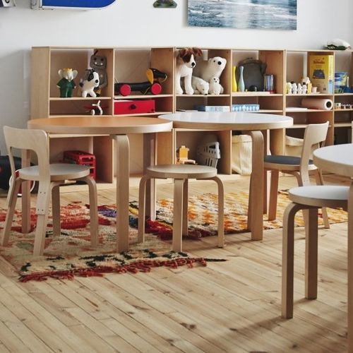 Sgabello contemporaneo - NE60 - Artek - in pelle / in tessuto / in legno compensato