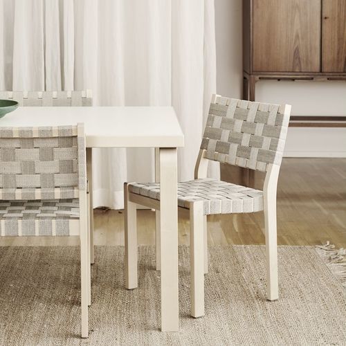 Sedia contemporanea - 611 - Artek - da interno / in lino / con supporto in betulla