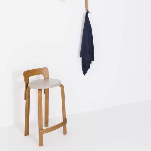 Sedia alta contemporanea - K65 - Artek - da interno / in pelle / in laminato