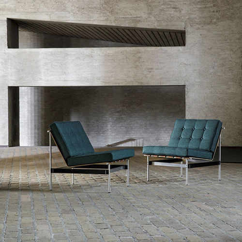 Poltrona contemporanea - F416 - Artifort - in tessuto / in pelle / in acciaio inossidabile spazzolato