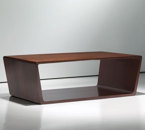 Tavolino basso contemporaneo - LINC - BERNHARD design - in noce / in acero / con supporto in legno
