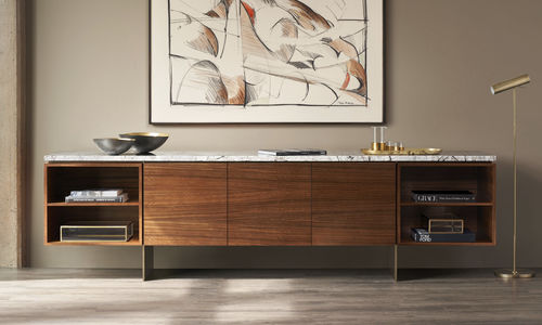 Credenza contemporanea - MATERA - BERNHARD design - in acciaio inossidabile / impiallacciata in legno / in noce