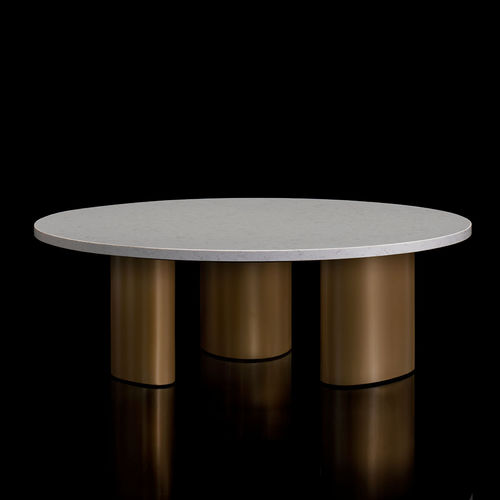 Tavolino basso contemporaneo - MARLOWE - BERNHARD design - impiallacciato in legno / in quarzo / con supporto in acciaio inossidabile