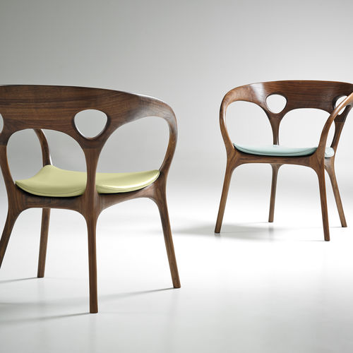 Sedia contemporanea - ANNE - BERNHARD design - da interno / in pelle / in noce americano