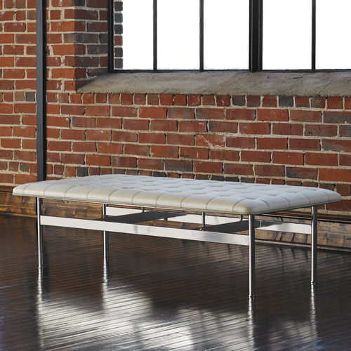 Divanetto imbottito chesterfield - CP.1 - BERNHARD design - in tessuto / in pelle / con supporto in acciaio inossidabile lucido