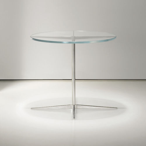 Tavolo d'appoggio contemporaneo - FACET - BERNHARD design - in acciaio inossidabile / in vetro temprato / con supporto in acciaio inossidabile lucido