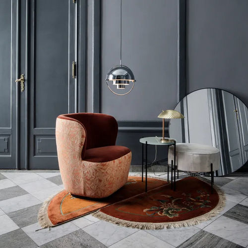 Pouf contemporaneo - TS - GUBI - in metallo / in tessuto / tondo