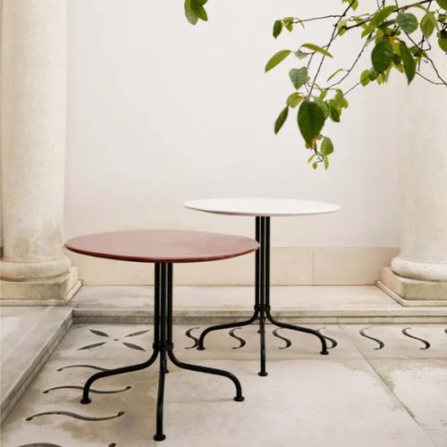 Tavolo contemporaneo - CARMEL BISTRO - GUBI - in acciaio inossidabile / con supporto in metallo / circolare