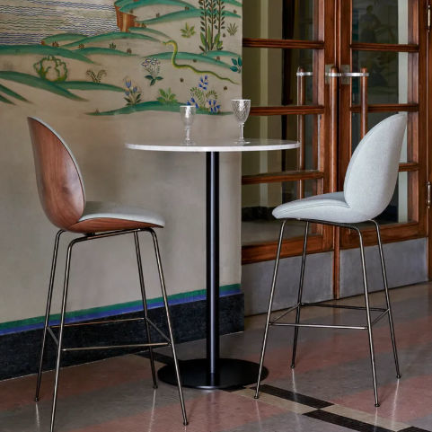 Tavolo alto contemporaneo - 1.0 - GUBI - in vetro / in marmo / con supporto in ottone
