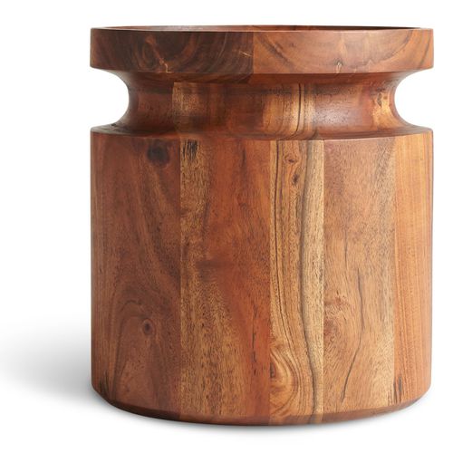 Tavolo d'appoggio contemporaneo - TURN - BLU DOT - in legno massiccio / rotondo / per uso residenziale