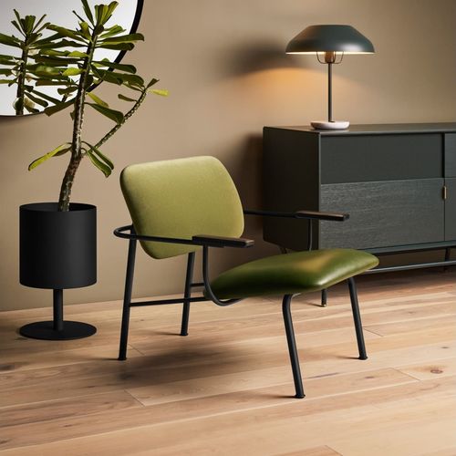 Poltrona contemporanea - METHOD  - BLU DOT - in tessuto / in pelle / in acciaio con rivestimento a polvere