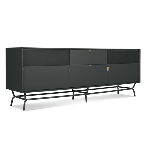 Credenza contemporanea - DANG 2 - BLU DOT - impiallacciata in legno / in acciaio con rivestimento a polvere / in lamiera forata