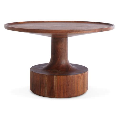 Tavolino basso contemporaneo - TURN - BLU DOT - in legno massiccio / rotondo / per uso residenziale