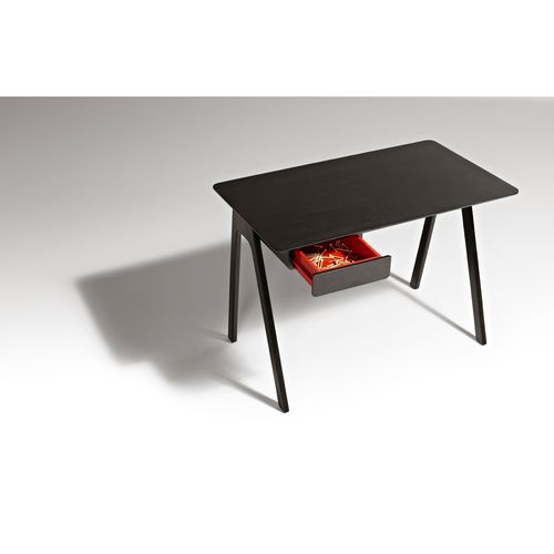 Scrivania contemporanea - STASH - BLU DOT - impiallacciata in legno / in noce / in legno massiccio