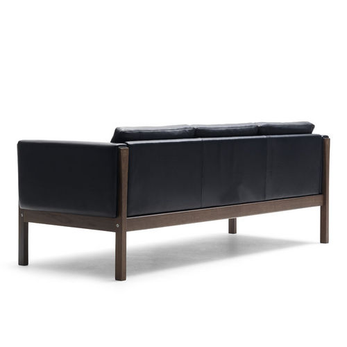Divano contemporaneo - CH163 - Carl Hansen & Son - in pelle / nero / di Hans J. Wegner