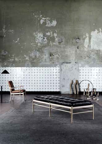 Divanetto imbottito contemporaneo - OW150 - Carl Hansen & Son - in pelle / grigio
